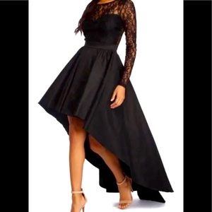 Windsor Black Lace Sleeves High Low Dress